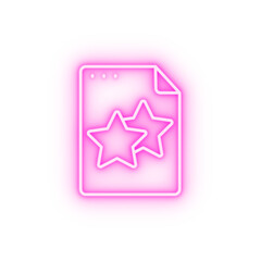 File document stars neon icon