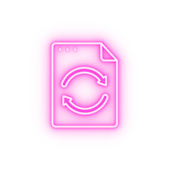 File document arrows update neon icon