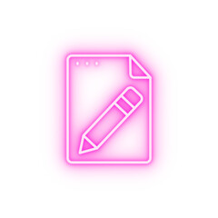 File document pencil neon icon