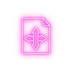 File document arrows neon icon
