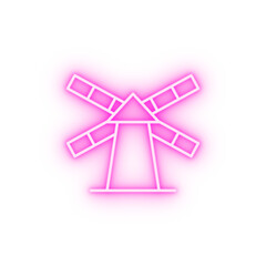 Windmill energy neon icon