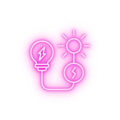 Solar bulb energy neon icon