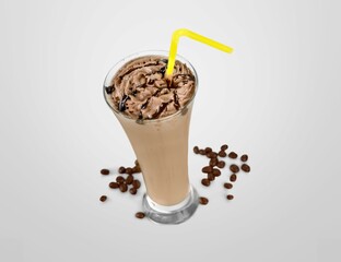 Tasty sweet Iced coffee in a big glass