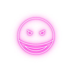 Evil Smile emotions neon icon