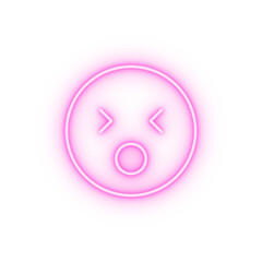 Surprised rounded mouth emotions neon icon