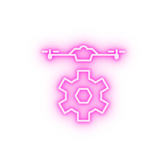 control of drones field outline neon icon