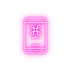 synchronization of the drone with the phone field outline neon icon
