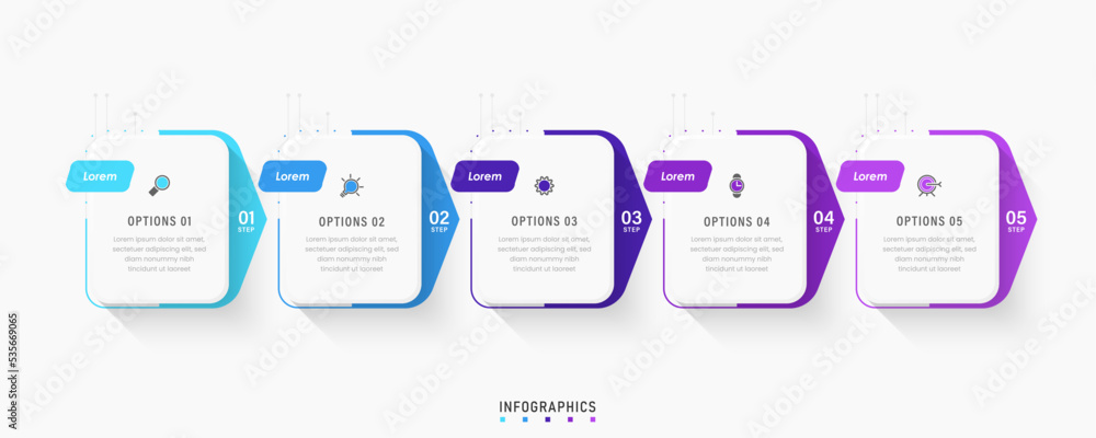 Wall mural vector infographic label design template with icons and 5 options or steps. can be used for process 
