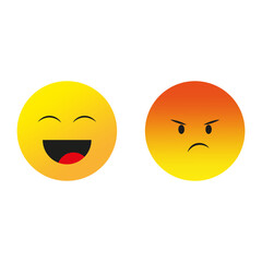 Flat angry funny smiley. Set icon smile emoji. Vector illustration. Stock image. 