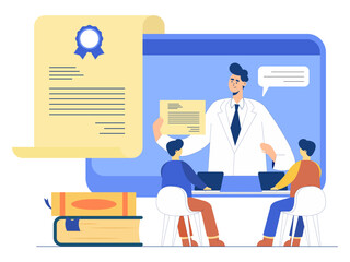 Online certificate course concept illustration