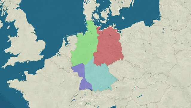 Zoom in to the map of Germany divisions with time