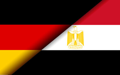 Flags of Germany and Egypt divided diagonally