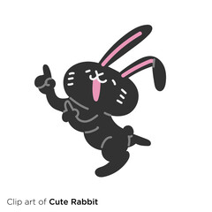 ウサギのキャラクターイラストシリーズ　「楽しげに指を差すウサギ」