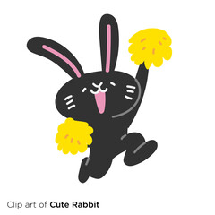 ウサギのキャラクターイラストシリーズ　「ジャンプするウサギのチアリーダー」