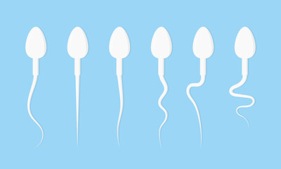 Various spermatozoa illustration. Male sex cells, ejaculate. - obrazy, fototapety, plakaty