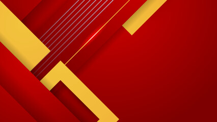 Yellow and red modern abstract background with lines, squares, stripes, waves, scratches and halftone effect.