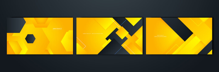 Abstract technology template geometric diagonal overlapping separate contrast yellow and black background.