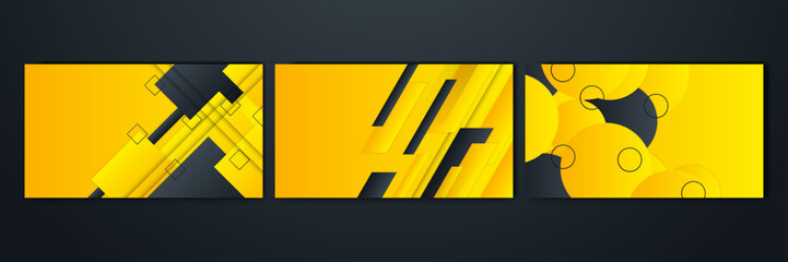 Black and yellow overlap background. Texture with dark metal pattern. Modern overlap dimension vector design.