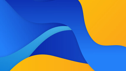 Yellow and blue modern abstract wide banner with geometric shapes. Dark blue and yellow abstract background. Vector illustration