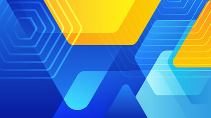 Abstract blue yellow and orange geometric shapes background. Vector abstract graphic design banner pattern presentation background web template.