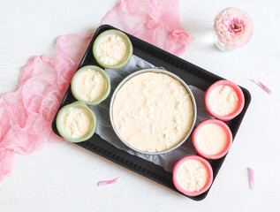 Step 8. Ready-made dough mixing eggs with cottage cheese, milk, grated cheese and chopped pita bread.