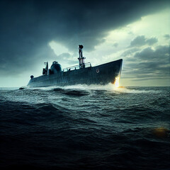 Fototapeta premium 3D rendering. Submarine docked for repairs