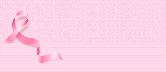 Background for banner with pink ribbon. Pink October. Breast Cancer Prevention Month. Space for...