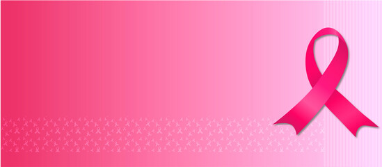 Background for banner with pink ribbon. Pink October. Breast Cancer Prevention Month. Space for writing. - obrazy, fototapety, plakaty
