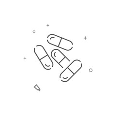 A few capsule pills simple vector line icon. Symbol, pictogram, sign isolated on white background. Editable stroke. Adjust line weight.