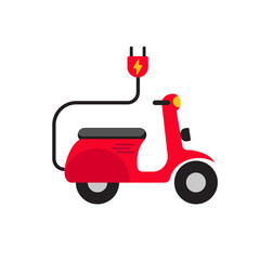 Electric motorcycle with flat style isolated on white background