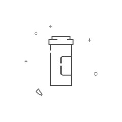Cylinder pill container simple vector line icon. Symbol, pictogram, sign isolated on white background. Editable stroke. Adjust line weight.