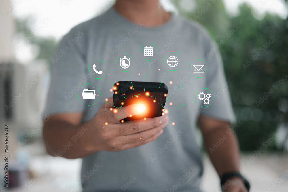 Aufkleber Business personal assistant online service or app A remote worker helps with different tasks and paperwork.