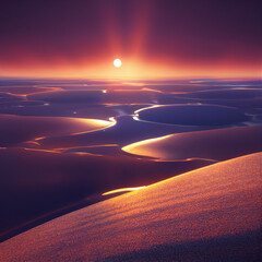 Plakat Sunrise in the desert. High quality illustration