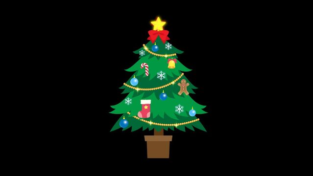 Christmas tree animation with alpha Loop video