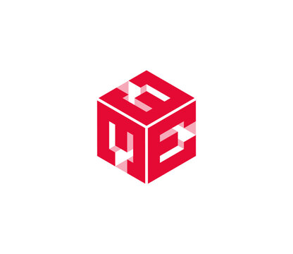 Triple E Logo - Modern Geometric Symbol - 3D Cube Monogram Icon