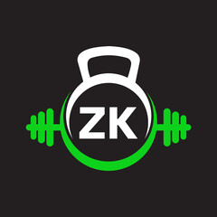 Letter ZK Fitness Gym Logo Concept. Fitness Logo Symbol Vector Template