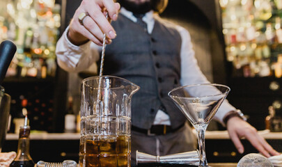 Bartender Stirring a Drink 