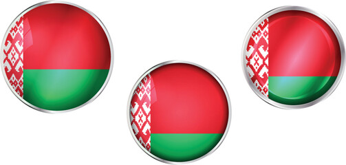 Round national flag pin of Belarus.Circular vector flag of Belarus