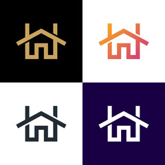 Home real estate modern creative logo design concept vector icon illustration