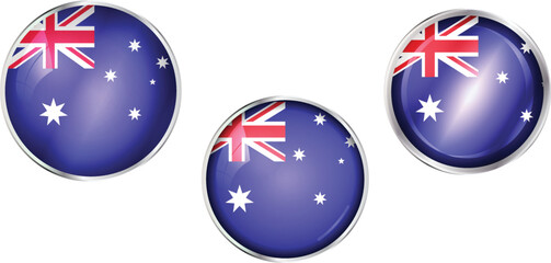 Round national flag pin of Australia.Circular vector flag of Australia