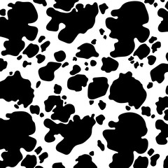 Vector black cow print pattern animal seamless. Cow skin abstract for printing, cutting and crafts Ideal for mugs, stickers, stencils, web, cover. wall stickers, home decorate and more.