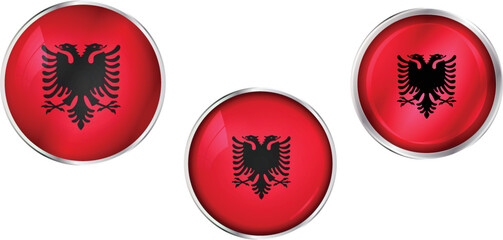 Round national flag pin of Albania.Circular vector flag of Albania