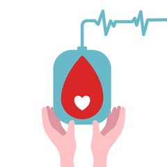 blood drop in donor hand on blood donation day