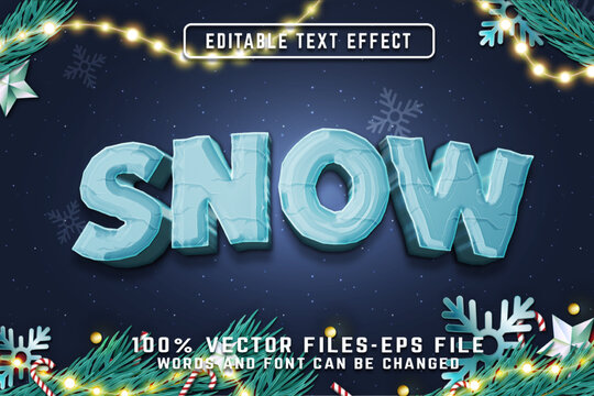 Snow 3d editable Text Effect With Golden Style Premium Vectors