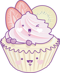 Cupcake character cute cartoon kawaii style