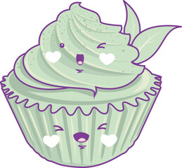 Cupcake character cute cartoon kawaii style