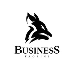 modern fox angry silhouette, Logo icon vector illustration.