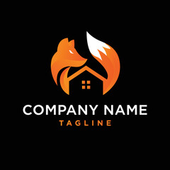 logo design inspiration with style modern fox and home. Logo icon vector illustration.
