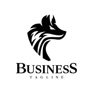 unique black wolf logo template, vector image, wolf logo.