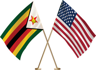Zimbabwe,US flag together.Zimbabwe,American flag together